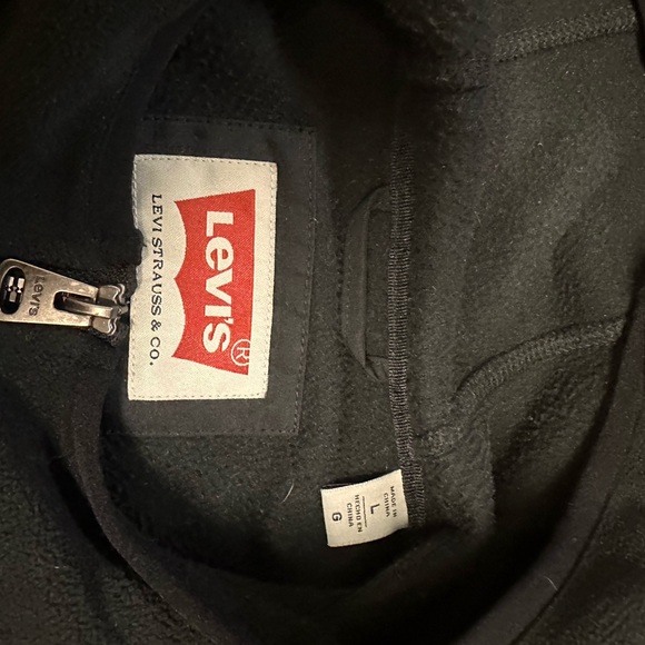 Levi's Strauss BLACK CHARCOAL Men's Hooded Fleece Jacket Size Large - Picture 5 of 8
